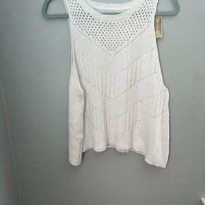 American Eagle Outfitters White Ribbed Cropped Tank‎ Top